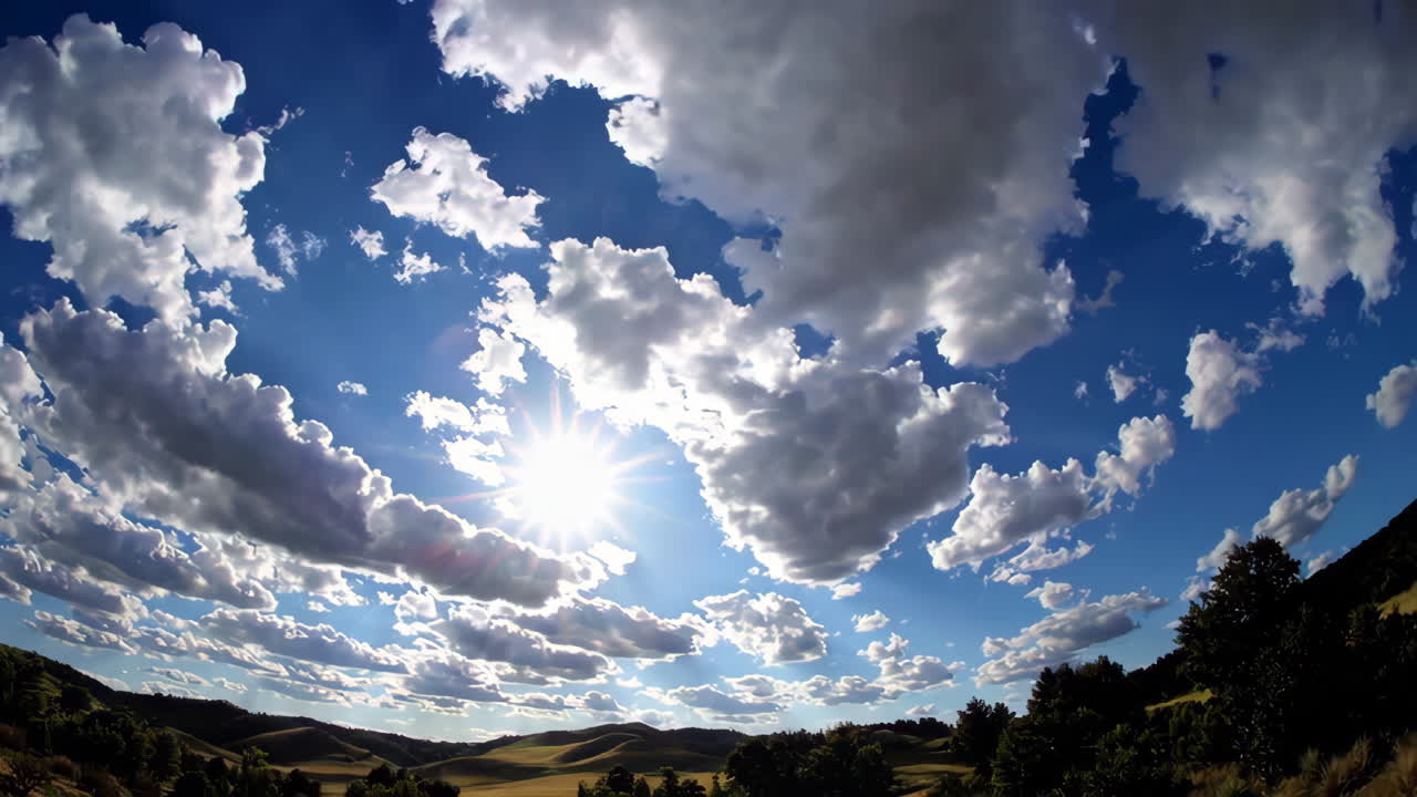 Cloudy Blue Sky over Hills