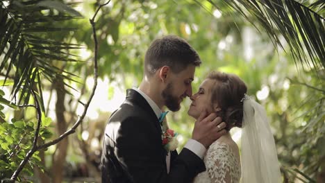 Newlyweds.-Caucasian-groom-with-bride-in-the-park.-Wedding-couple.-Happy-family