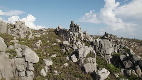 dolly in shot through granitic rock formation, geology background with no people, geres park in portugal