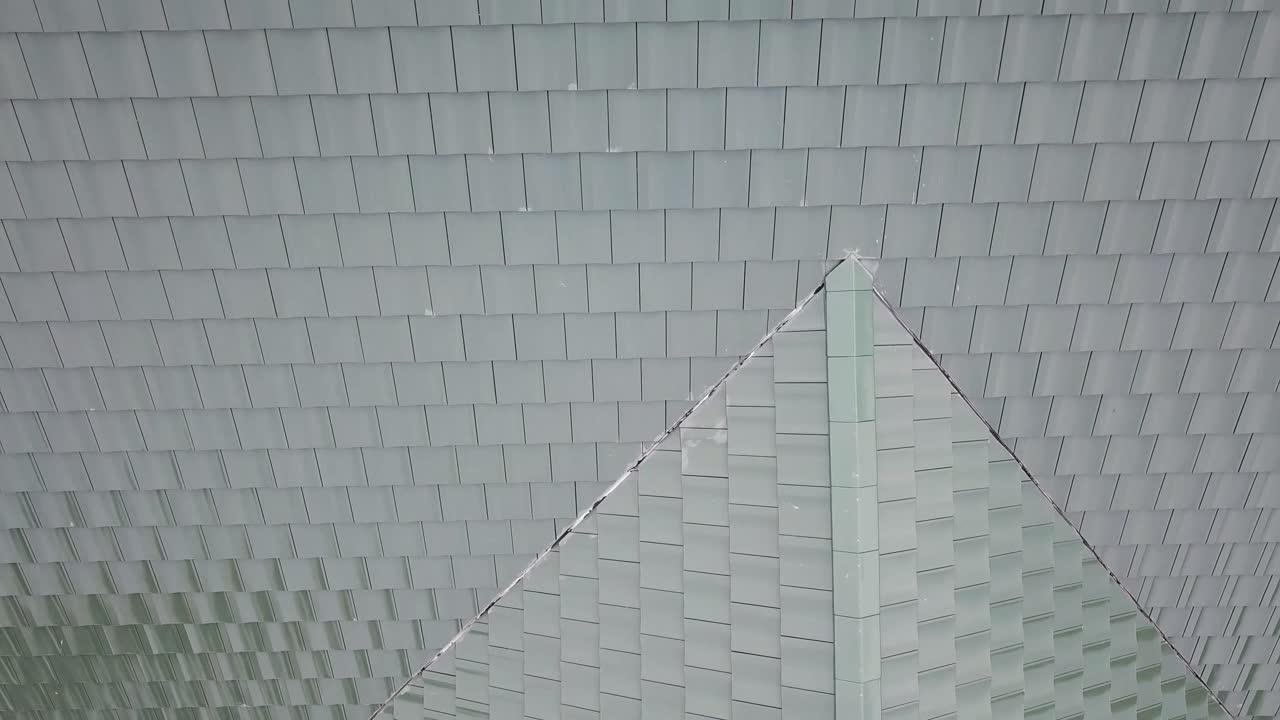 New and Clean Ceramic Roof Tile, Close up, Aerial Shot