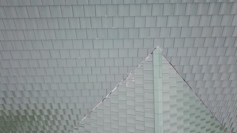 new and clean ceramic roof tile, close up, aerial shot