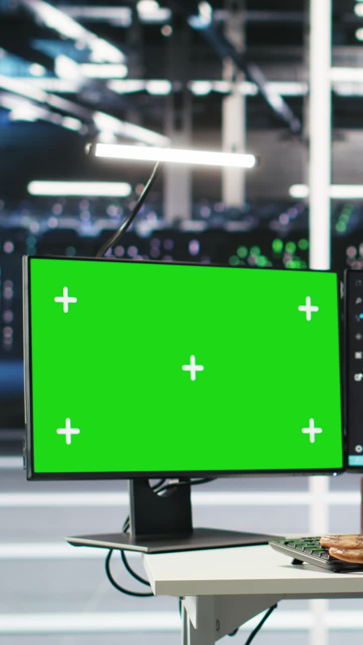 Vertical Video Data Center Admin Using Ai Node Tree Software On Isolated Screen Pc
