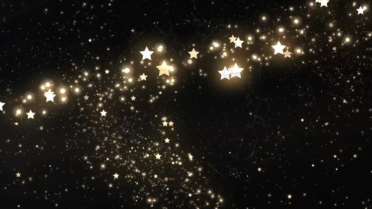 Animazione di punti luce e stelle su sfondo nero.