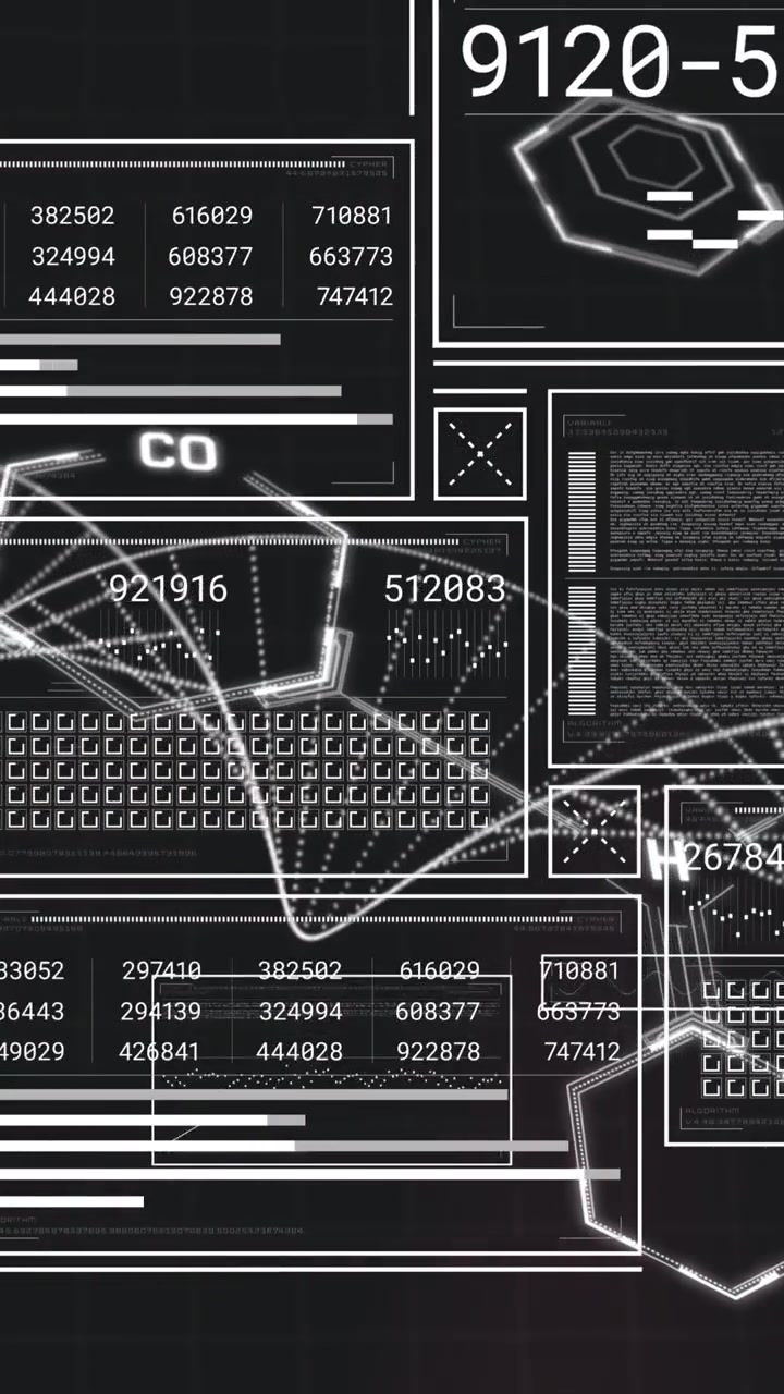 Animazione di una doppia elica di DNA, schermi con elaborazione dati.