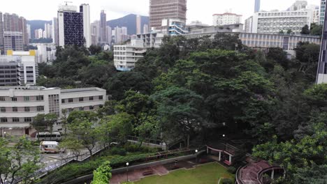 drone footage from hong kong, small park