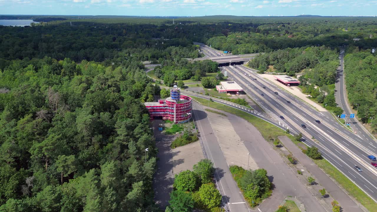 Aerial View of a Highway Rest Area in Germany