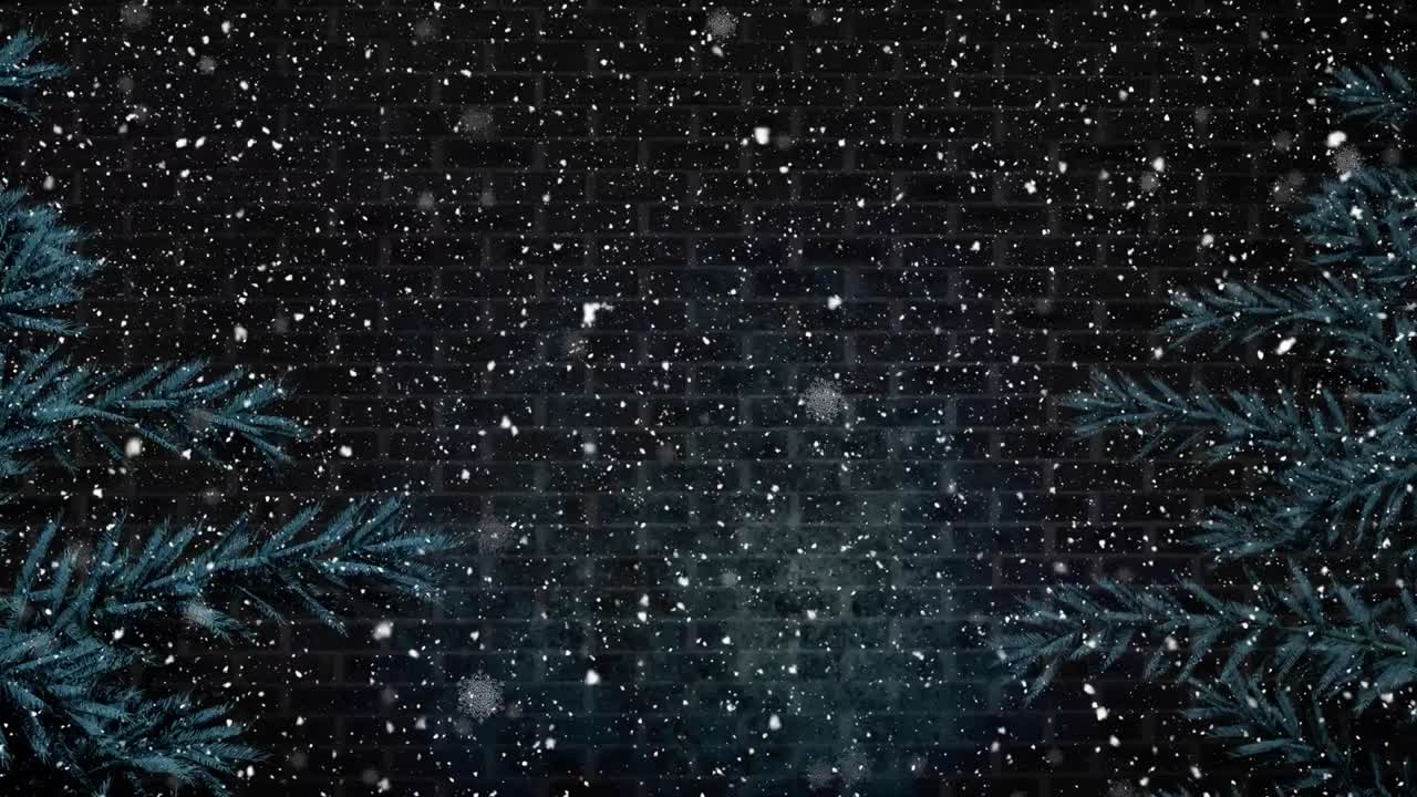 피르 나무 위 에 크리스마스 에 내리는 눈 의 애니메이션