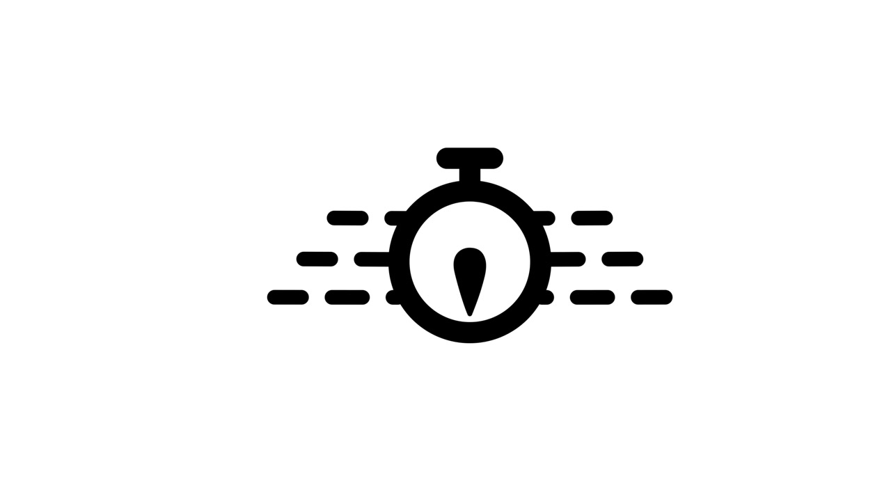 Icona orologio che combina un'animazione di una lista orizzontale di linee tratteggiate isolato su sfondo bianco