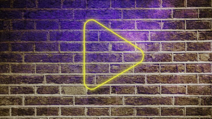 Thumbs down neon sign on brick wall 4k
