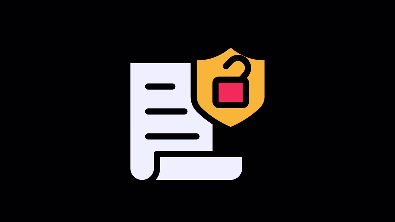 Animated Icon of Document with Locking and Unlocking Security Shield