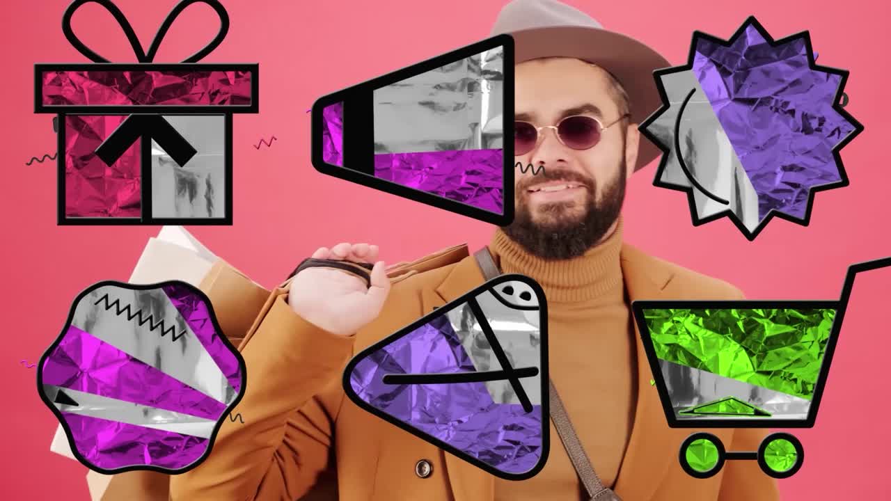 This template features a pack of colorful sales badge titles. You can change the text placeholders.