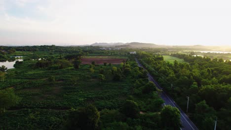 Aerial-view-driveway-in-a-countryside