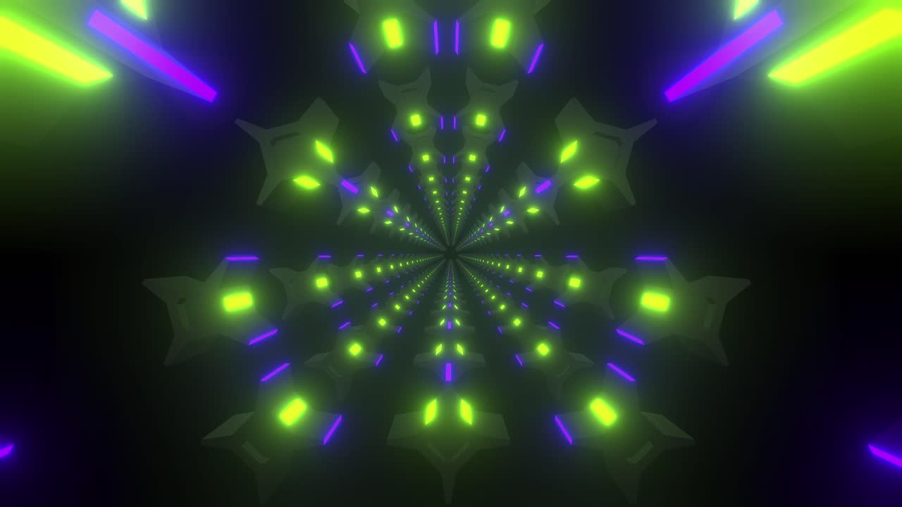Tunnel al neon astratto e luminoso