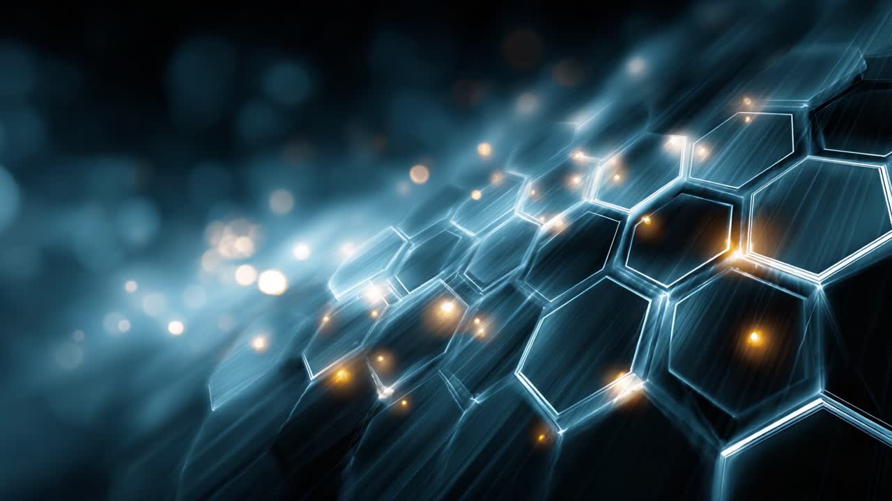 A Stunning Abstract Representation of Hexagonal Patterns and Illuminated Elements in a Technological Landscape Emphasizing Futuristic Design and Aesthetic Appeal