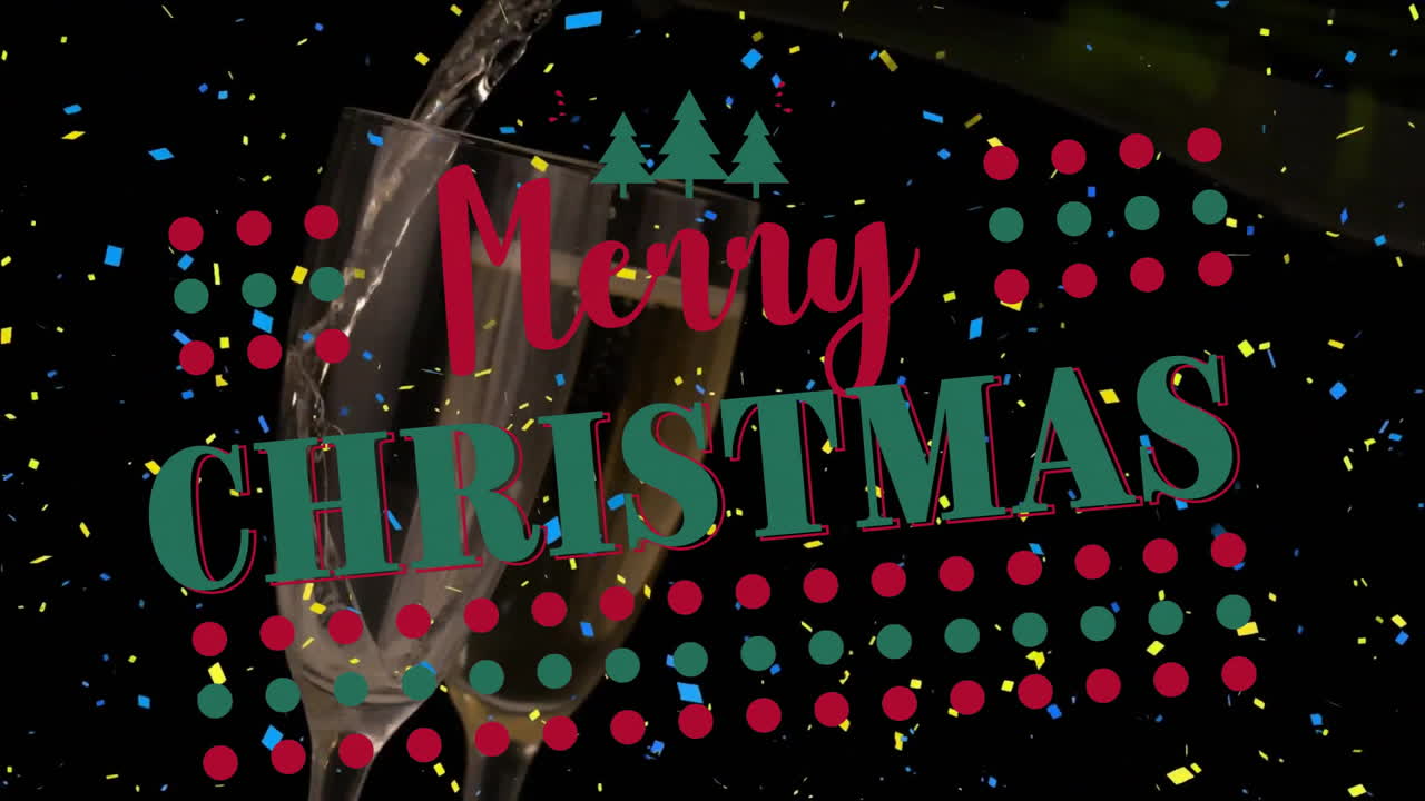 페인 컵 위에 메리 크리스마스 텍스트의 애니메이션