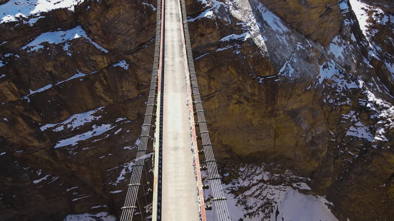 aerial view of Asia's highest Chicham Bridge in spiti himachal pradesh India travel destination