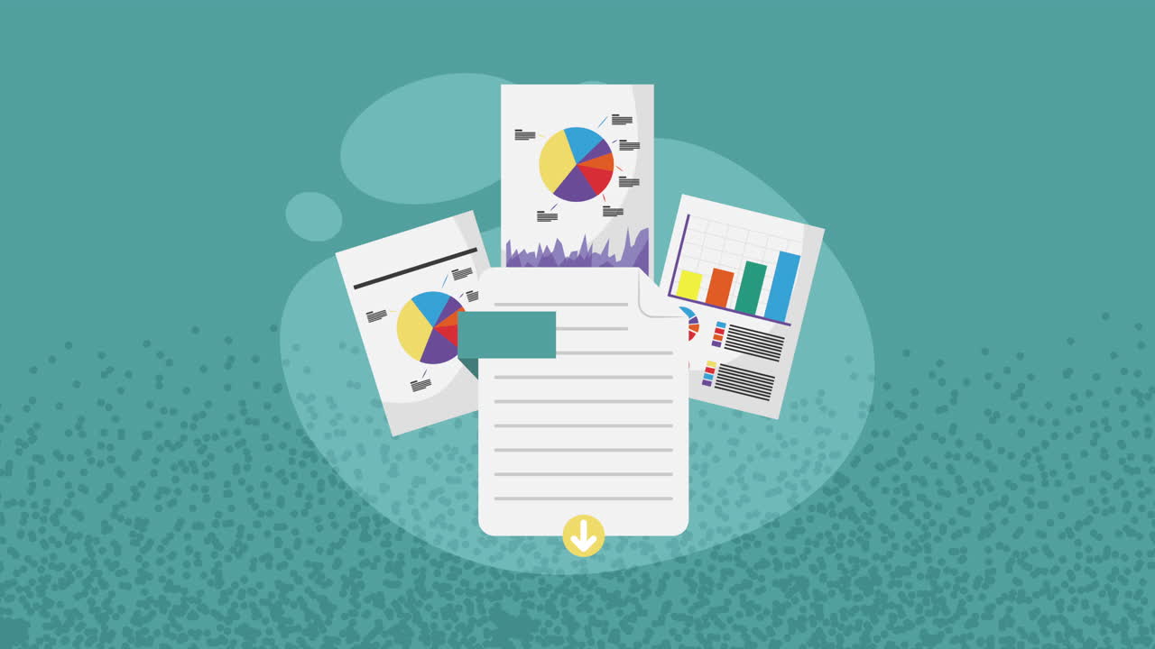 infografía de estadísticas en animación de documentos