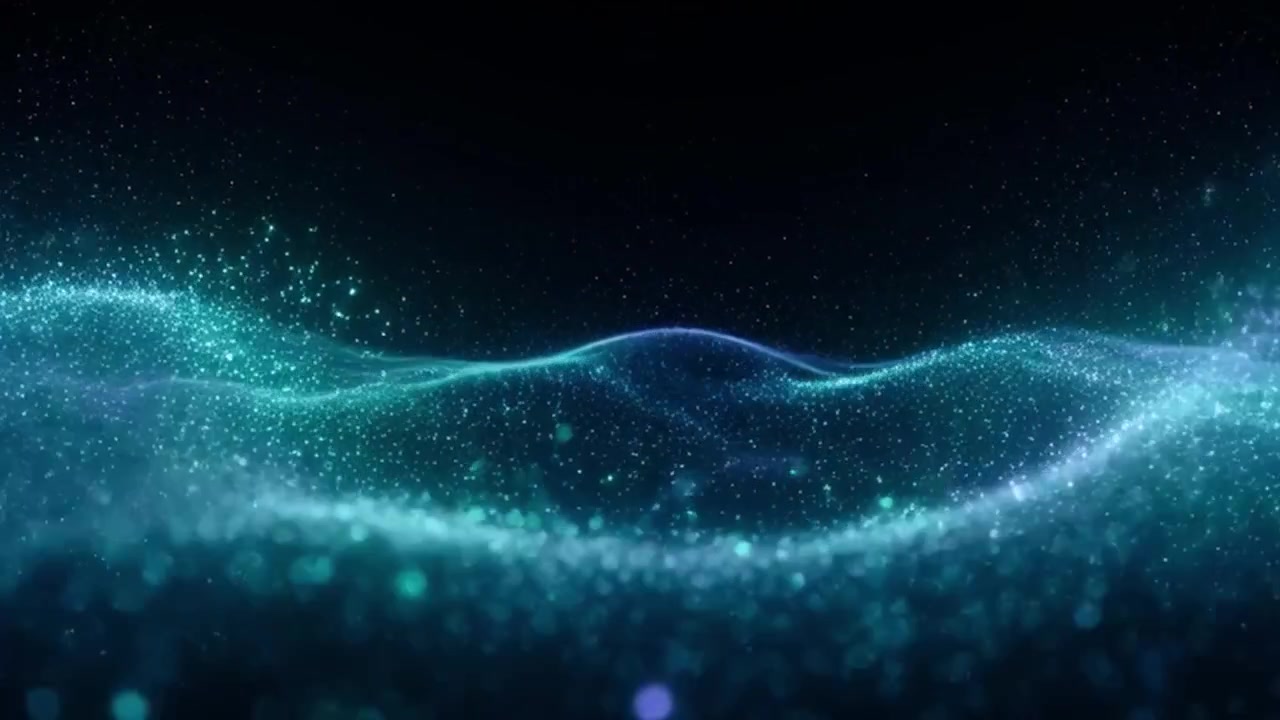 Abstract Motion Background with Glowing Teal and Blue Particles