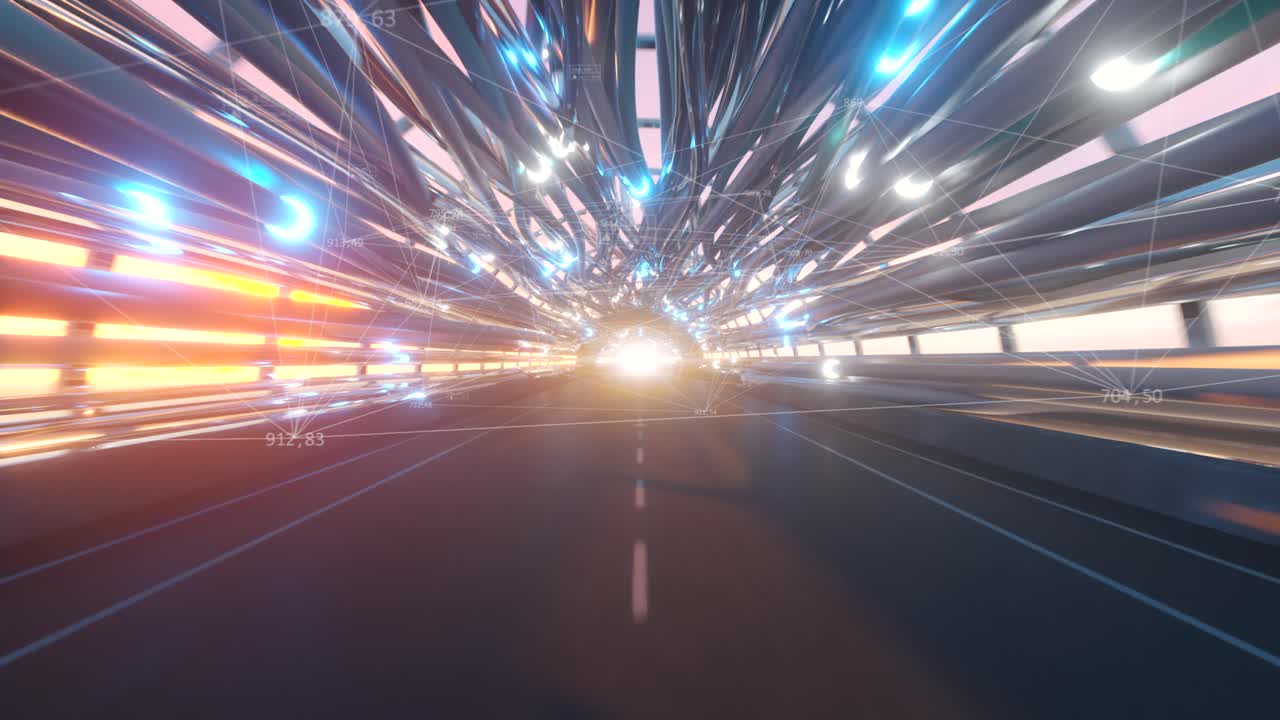 túnel futurista con red digital