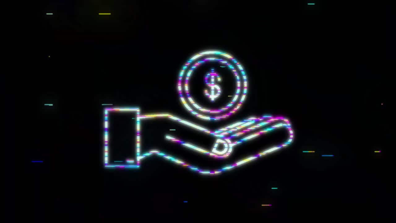 개념 디자인을위한 돈 손. 녹색 돈 지폐를 들고 있는 손. 모션 그래픽.