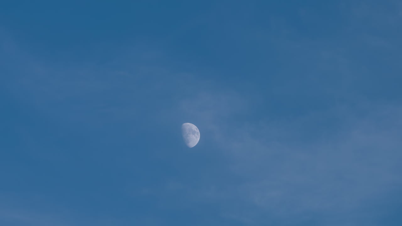 Time lapse of moon and scattered clouds durings sunset