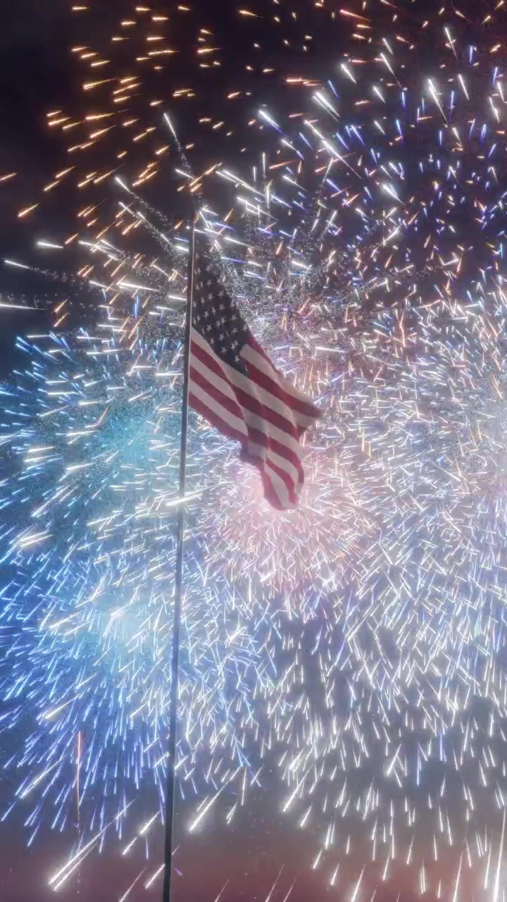 Celebrating the New Year in the United States with the American flag