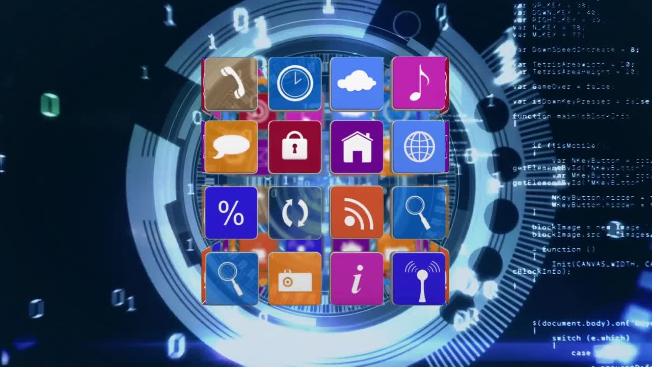 iconos y símbolos de internet con códigos binarios