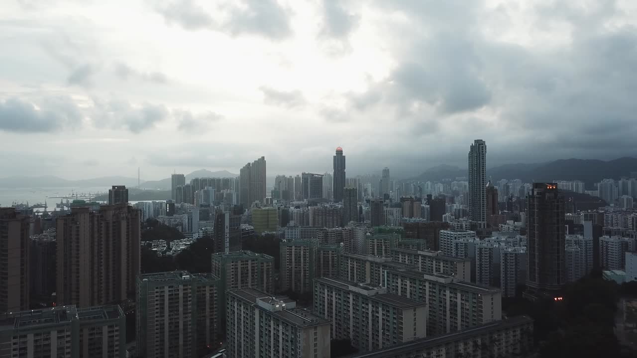 imagen aérea del distrito de kowloon en hong kong
