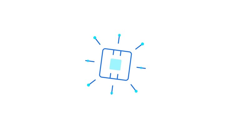 Animated Digital Microchip Icon Forming on White Background
