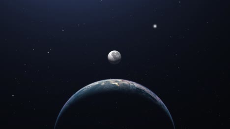 solar system, planet earth and moon moving in space