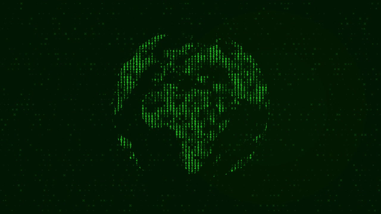 Digital Earth Globe Rotating with Green Matrix Code