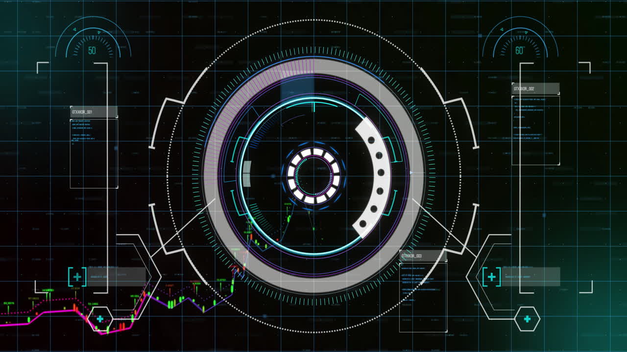 Animation of scope scanning over speed meters and data processing