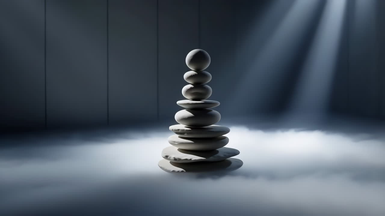 Zen Stone Stack in Misty Light