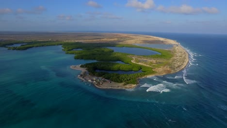 The-lagoon-and-mangroves-of-Lac-Bay-in-Bonaire,-Netherlands-Antilles