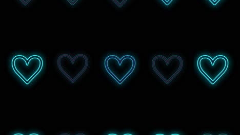 romantic hearts pattern with neon blue color