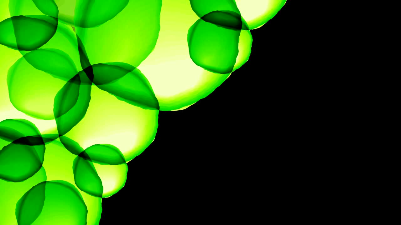 추상적인 투명한 클로로필 세포 치는 움직이는 패턴, 자연 개념 디자인 일러스트레이션 검은 바탕에 녹색 색상 원활한 루핑 애니메이션 4k, 복사 공간