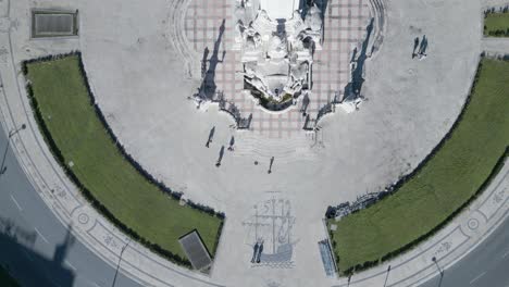 Tourists-visiting-Lisbon,-Portugal-can-marvel-at-the-cultural-and-artistic-significance-of-the-historic-mosaic-floor,-which-features-a-breathtaking-caravel-design-depicted-with-azulejo-tiles