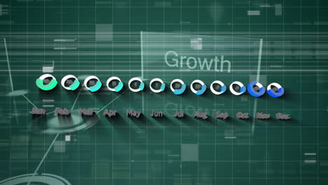 animación de gráficos financieros y procesamiento de datos en el espacio digital verde