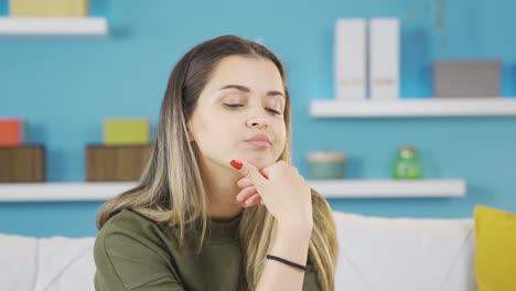 portrait of young girl focused on thinking.