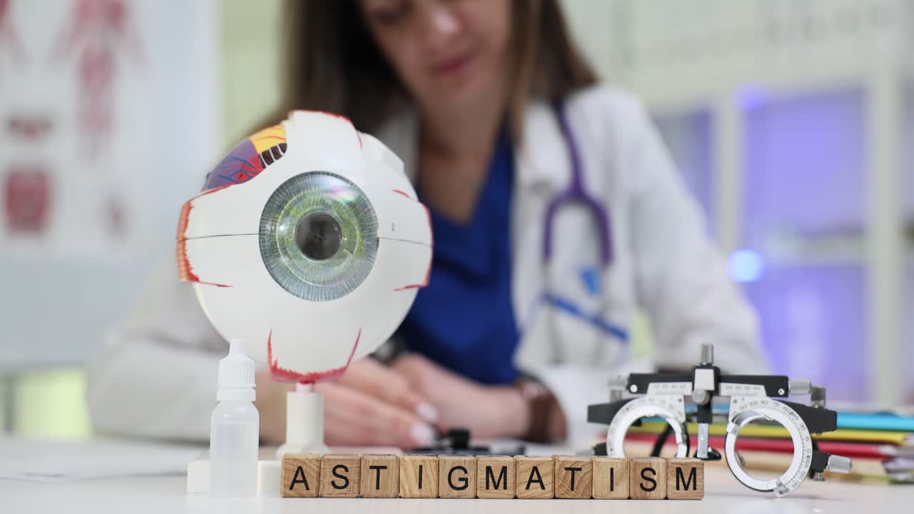 Astigmatism Word Blocks with Eye Model and Doctor