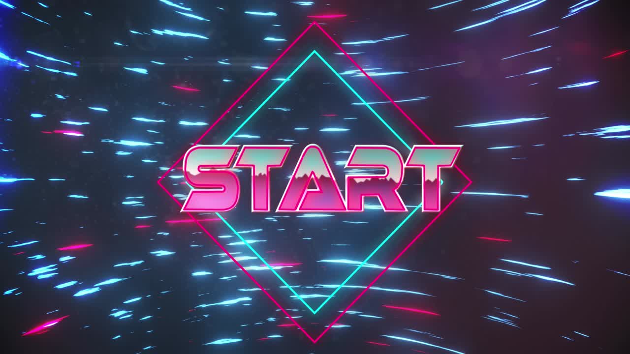 Animation of start text over moving light trails