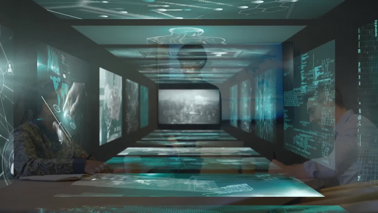 다양한 사업자들에 대한 데이터 처리의 애니메이션