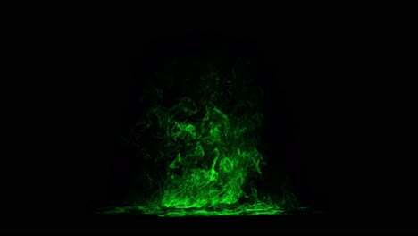 a wide wall of intense green magical fire or toxic flames burns on a black background. seamlessly looping animation perfect for a fantasy barrier, hellfire effect, or abstract background