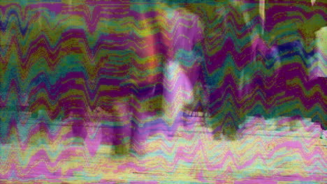 Animation of silhouette of people walking with stripes in hypnotic motion in seamless loop