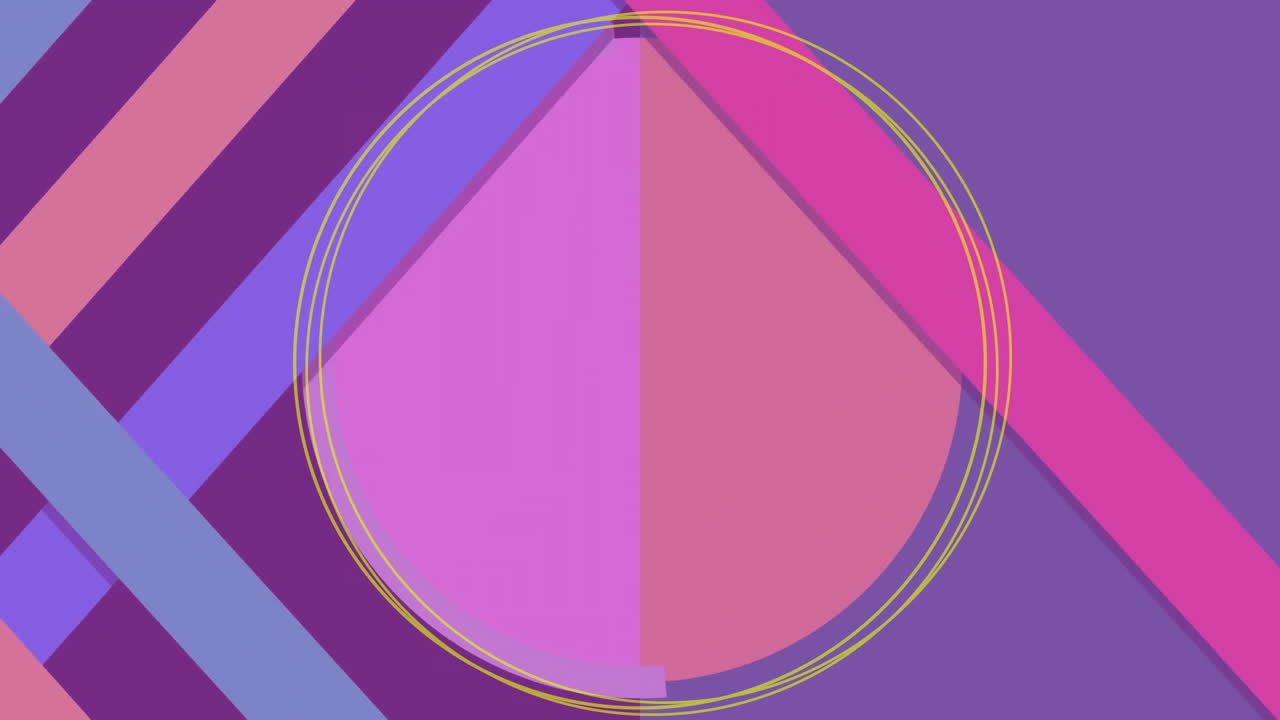 Animation of colourful lines moving over yellow circles