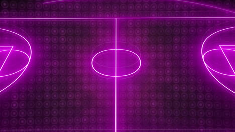 animation of digital data processing over neon basketball court