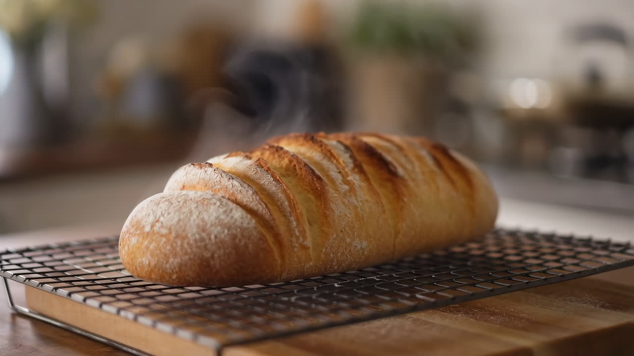 Freshly Baked Bread Cooling on a Rack