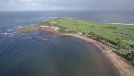 tranquil seascape at fishermans beach in collaroy, australia - aerial drone shot