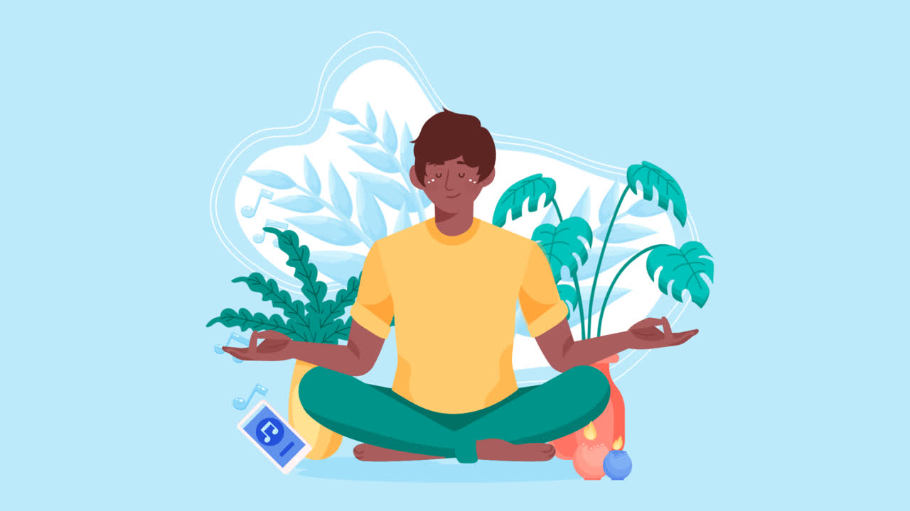 An animation of a Organic flat people meditating illustration