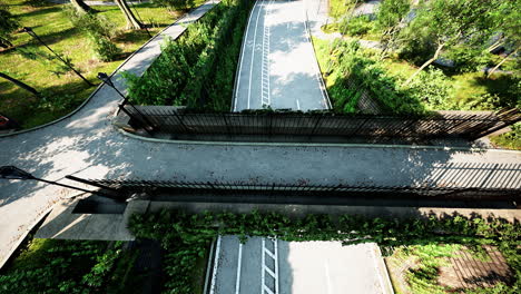 park intersection with pedestrian and bike paths